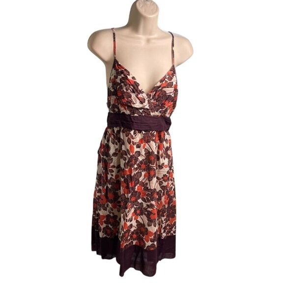 Womens Floral Sundress Spaghetti Straps Empire Waist Size Medium c - Picture 1 of 14